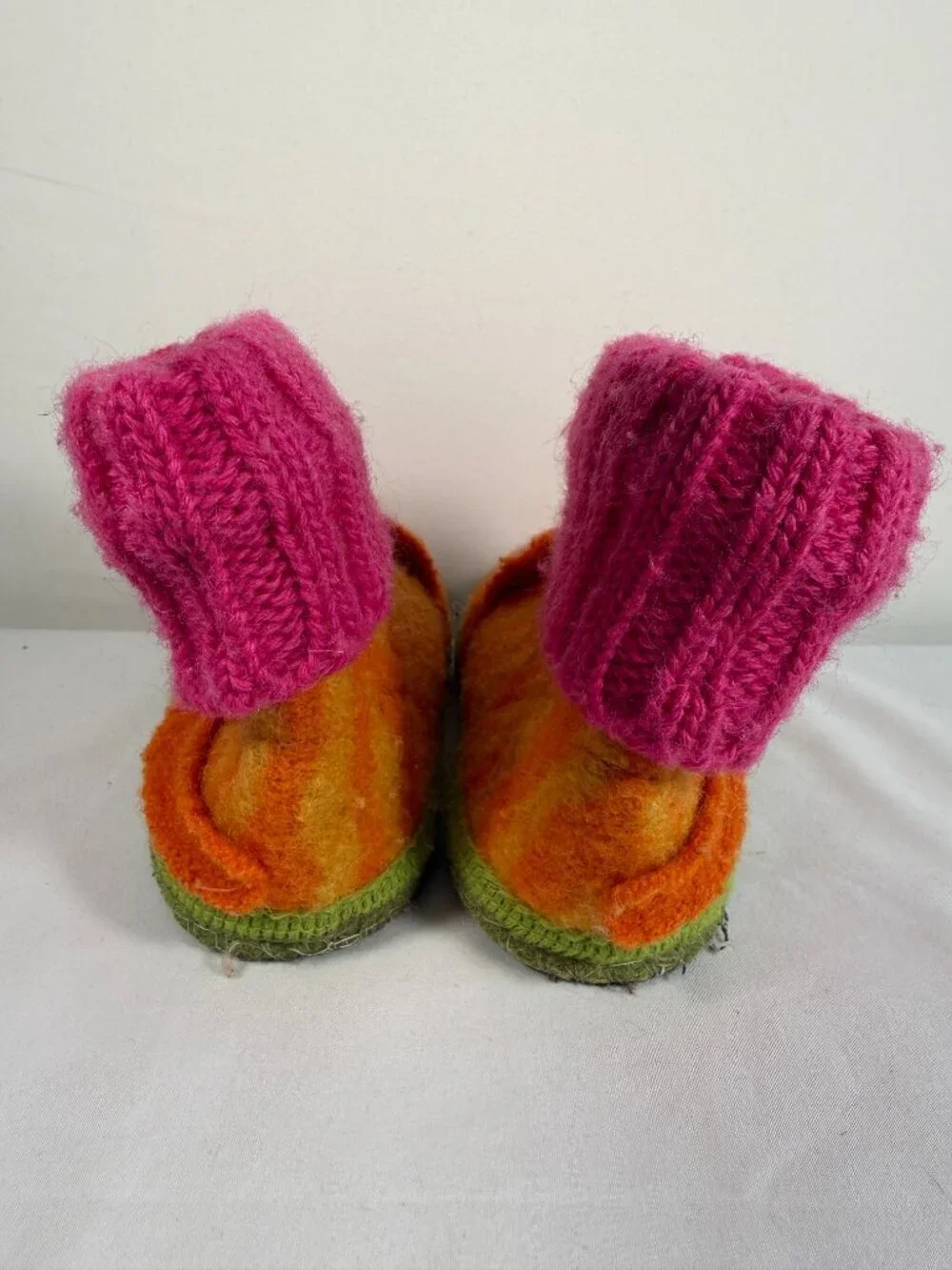 GARNET HILL Boiled Wool Ginger Cat Slipper Boots Girls 8